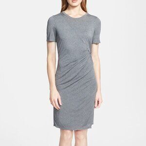 NEW A.L.C. Short Sleeve Gray Amy Side Draped Jersey Shift Dress Size Medium